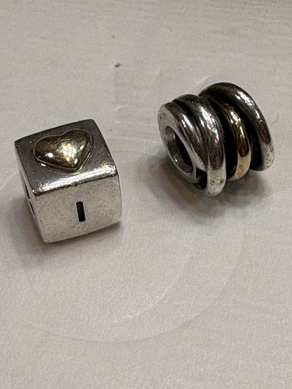 Pandora Silver and Gold 'YOU' Cube with Mixed Metal Spacer Bead - Picture 2 of 6